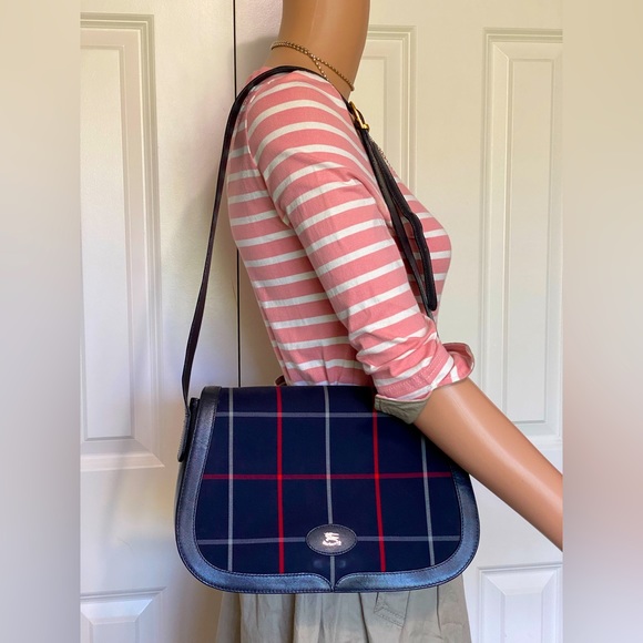 Burberry Bags Vintage Burberrys Tartan Blue Plaid Shoulder Bag